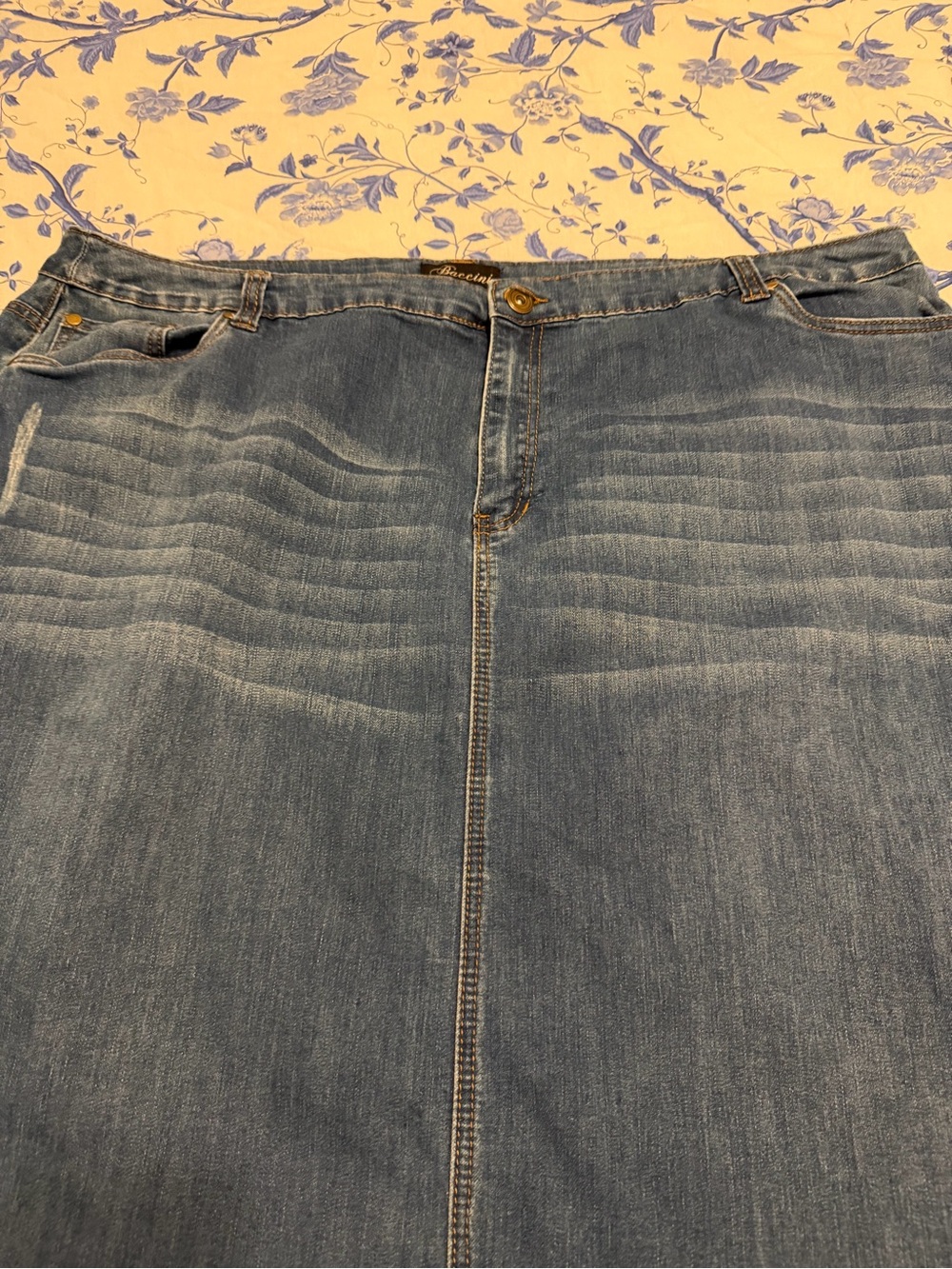 Baccini Blue Denim Midi Skirt - Picture 1 of 7